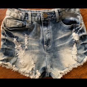 Tye dye blue denim jean shorts